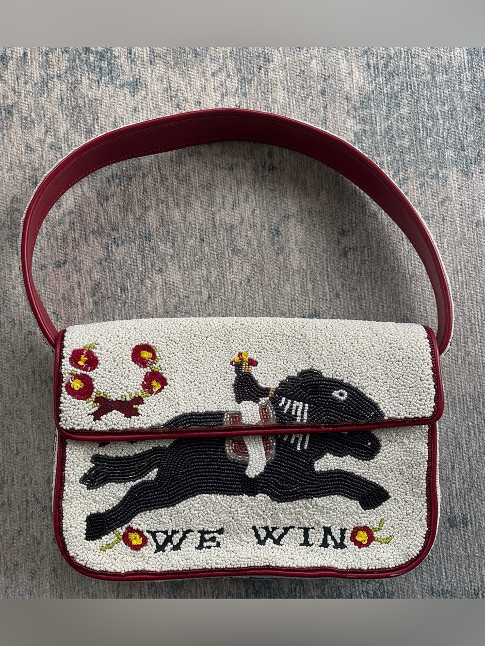 STAUD We Win Tommy Beaded Embroidered Equestrian Horse Bag